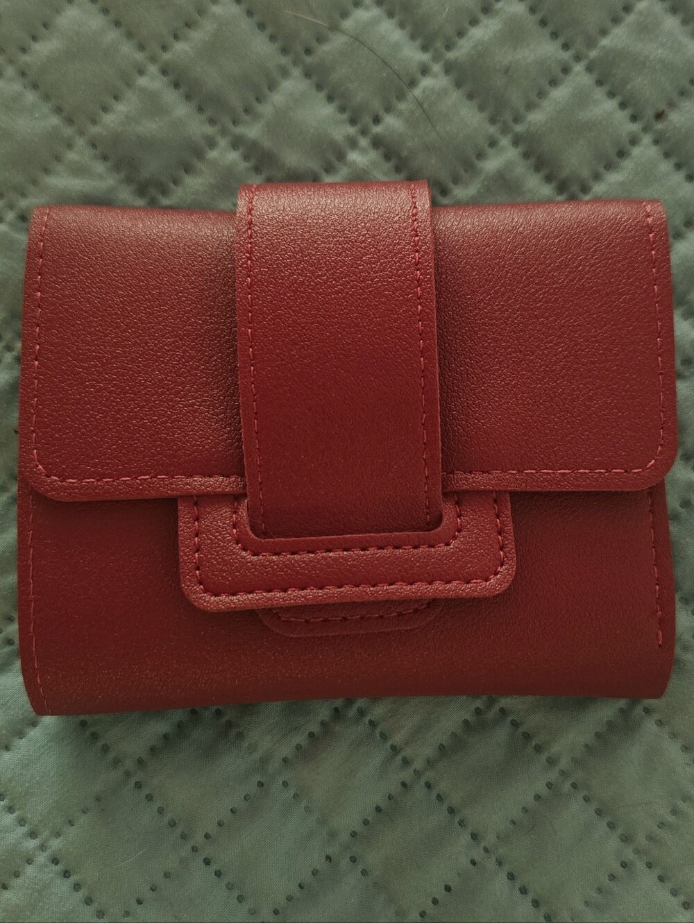 Women's Compact Red Leather Wallet
